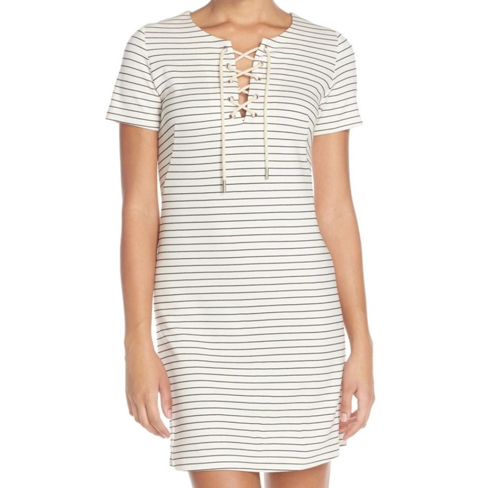 Amanda Uprichard Striped Leighton Lace Up Dress